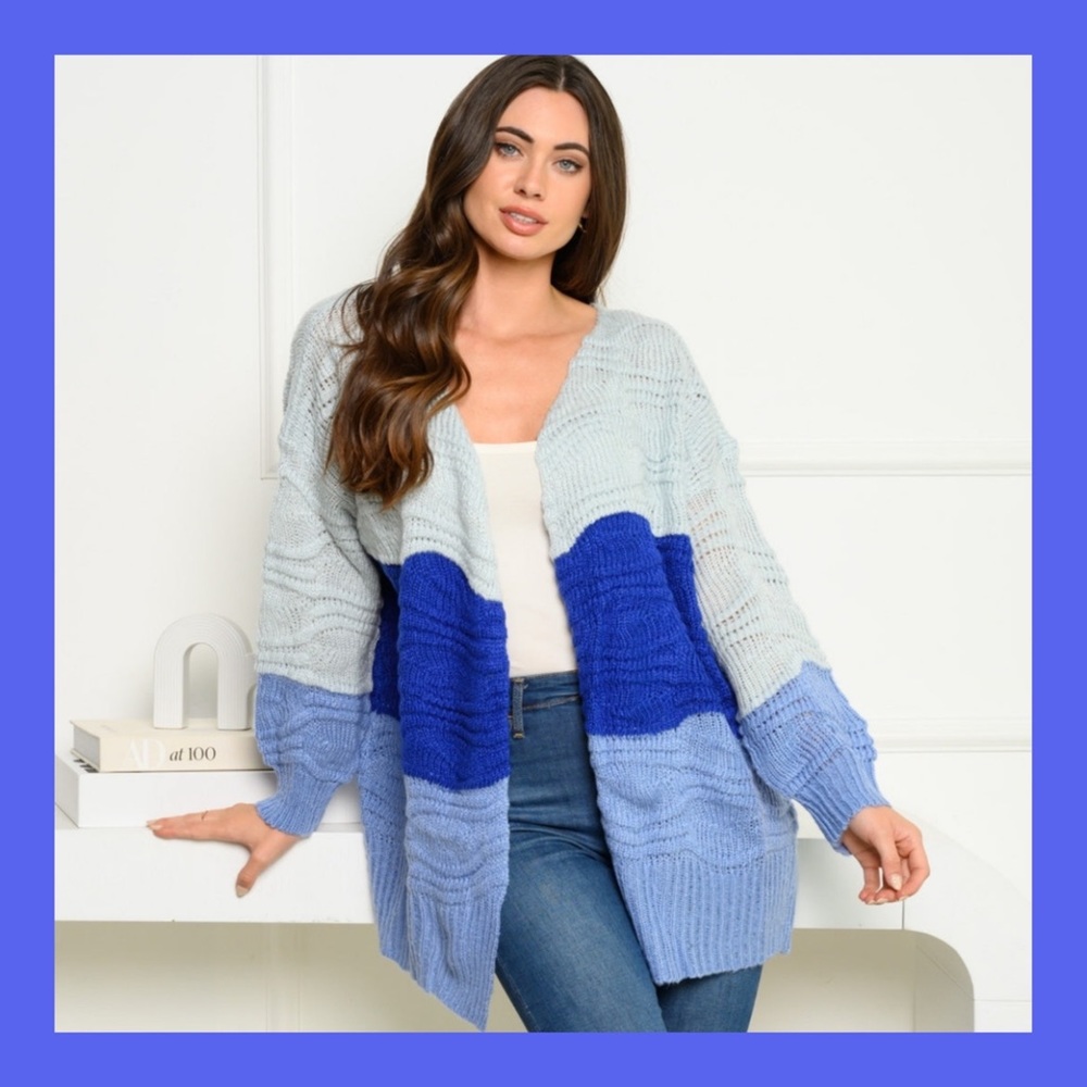 ❗️NEW❗️Royal Color Block Open Cardigan